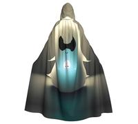 QAZWZML Mantello con cappuccio stampato per adulti Little Ghost Light senza cerniera adatto per Halloween e costumi per feste in famiglia