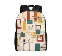 QAZWZML Mid Century Modern stampe grandi zaini per laptop da uomo e donna con scomparti, zaini da viaggio impermeabili, borse Oxford resistenti