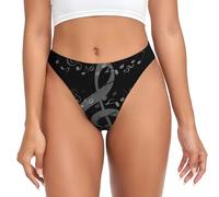 QAZWZML Mutande da donna a vita bassa con motivo note musicali a forma di cuore, elasticizzate, adatte per pantaloni da yoga e leggings., Nero , XS