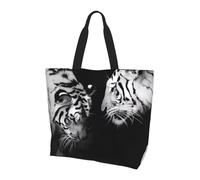 QAZWZML Paradise Beach Palm Trees borsa a tracolla, borsa organizer per viaggi, viaggi d'affari e gite in spiaggia, Tema d'amore Coppia Tigri, Taglia unica