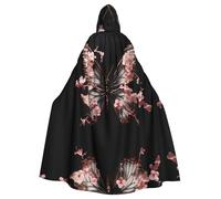 QAZWZML Petal Bloom - Mantello con cappuccio stampato a farfalla con papillon e design senza cerniera, adatto per feste, cosplay e costumi a tema