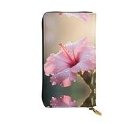 QAZWZML Pochette lunga coreana in pelle stampata con fiore nazionale con scomparto per contanti, tasca con cerniera e scomparto per carte di credito