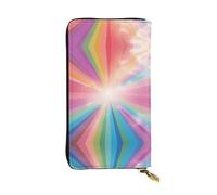 QAZWZML Pochette lunga in pelle stampata arcobaleno con scomparto per contanti, tasca con cerniera e scomparto per carte di credito