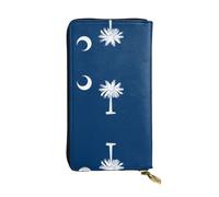 QAZWZML Pochette lunga in pelle stampata con bandiera della Carolina del Sud con scomparto per contanti, tasca con cerniera e scomparto per carte di credito