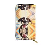 QAZWZML Pochette lunga in pelle stampata con cane arcobaleno con scomparto per contanti, tasca con cerniera e scomparto per carte di credito