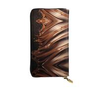 QAZWZML Pochette lunga in pelle stampata con cioccolato con scomparto per contanti, tasca con cerniera e scomparto per carte di credito