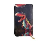 QAZWZML Pochette lunga in pelle stampata con dinosauro dalla bocca grande con scomparto per contanti, tasca con cerniera e scomparto per carte di credito