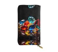 QAZWZML Pochette lunga in pelle stampata con pietre preziose con scomparto per contanti, tasca con cerniera e scomparto per carte di credito
