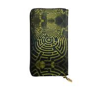 QAZWZML Pochette lunga in pelle stampata labirinti con scomparto per contanti, tasca con cerniera e scomparto per carte di credito