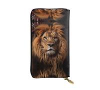 QAZWZML Pochette lunga in pelle stampata The Lion's Gaze con scomparto per contanti, tasca con cerniera e scomparto per carte di credito