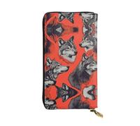 QAZWZML Pochette lunga in pelle stampata The Wolf's Gaze con scomparto per contanti, tasca con cerniera e scomparto per carte di credito
