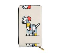 QAZWZML Pochette lunga Mondrian in pelle stampata con piccolo animale astrattismo con scomparto per banconote, tasca con cerniera e slot per carte di credito