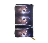 QAZWZML Pochette lunga unisex con stampa Terra e luna, adatta per viaggi e uso quotidiano