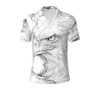 QAZWZML Polo da uomo, con bottoni, traspirante, estiva | Le polo leggere stampate con uccelli a righe nere sono perfette per look casual, business o vacanza.