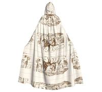 QAZWZML Poncho con cappuccio a forma di cactus del deserto occidentale con cowboy a cavallo per adulti, poncho decorativo per feste per riunioni di vacanza