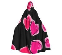 QAZWZML Poncho con cappuccio con due cuori rosa per adulti, poncho decorativo per feste per riunioni di vacanza