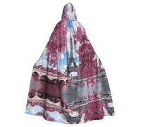 QAZWZML Poncho con cappuccio in stile vintage Torre Eiffel Parigi per adulti, poncho decorativo per feste per riunioni di vacanza