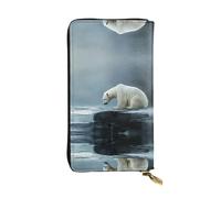 QAZWZML Poor orso polare che guarda il ghiaccio povero povero portafoglio povero povero povero, adatto per uomini o donne portafoglio lungo, dimensioni 6,3 x 26,7 cm