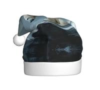 QAZWZML Povero orso polare che guarda il ghiaccio Cappelli di Natale per adulti con stampe natalizie stampate perfette per spettacoli teatrali, feste di vacanza e molto altro ancora
