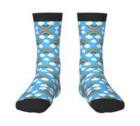 QAZWZML Rainbow Clouds Raindrop Patterned stretch 1 Calze nere a metà polpaccio, decorative, adatte per lo sport e la corsa., 2 Nero-1, One Size