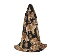 QAZWZML S Golden Retrievers stampato mantello con cappuccio, Halloween Stage Performance, Cosplay Retro Giacca con cappuccio