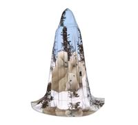 QAZWZML S Polar Bear - Mantella con cappuccio stampata, per feste e feste, cosplay