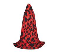 QAZWZML S Red Leopard Pattern Stampato Cappuccio Mantello, Halloween Stage Performance, Cosplay Retro Giacca con Cappuccio