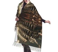 QAZWZML Sciarpa calda con nappe in finto cachemire I resti del Colosseo romano stampata sciarpa con nappe può essere utilizzata come scialle