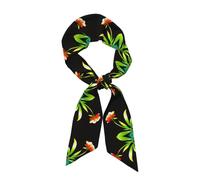 QAZWZML Sciarpa in seta da donna con stampa floreale rivolta verso il sole, elegante foulard, può essere utilizzata come accessorio per borsa o cravatta.