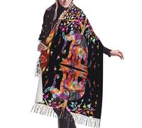 QAZWZML Sciarpa lunga stampata con elefante e albero della vita, scialle con frange, adatta per l'uso quotidiano o attività all'aperto in primavera, autunno e inverno.