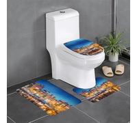 QAZWZML Set di 3 tappetini da bagno Amsterdam Night View stampati adatti per bagno, camera da letto, cucina e arredamento per la casa