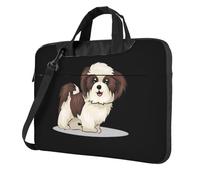 QAZWZML Shih Tzu Borsa a tracolla per computer portatile, con stampa di cane, adatta per viaggi e uso quotidiano, Nero , 14 inch