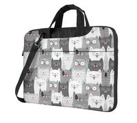 QAZWZML Simpatica borsa portatile con motivo di gatti grigi con tracolla, può essere indossata come borsa a tracolla, Nero , 14 inch