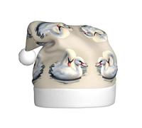 QAZWZML Simpatico piccolo cigno stampato cappelli decorativi di Natale, cappelli di Natale per adulti, forniture per feste per uomini e donne