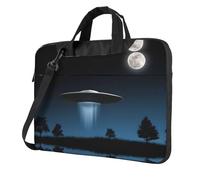 QAZWZML Spaceship at night Borsa portatile per laptop con tracolla, può essere indossata come borsa a tracolla, Nero , 13 inch