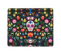 QAZWZML Sugar Horror - Tappetino per mouse da scrivania con stampa teschio e fiori, adatto per ufficio e gioco, 25,4 x 30,5 cm