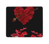 QAZWZML Tappetino per mouse da scrivania a forma di cuore con petali floreali stampati, adatto per ufficio e gioco, 20,1 x 24,1 cm