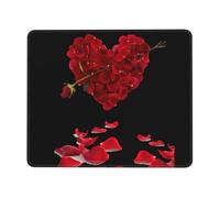 QAZWZML Tappetino per mouse da scrivania a forma di cuore con petali floreali stampati, adatto per ufficio e gioco, 25,4 x 30,5 cm