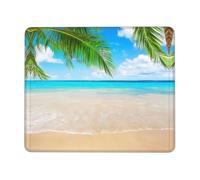 QAZWZML Tappetino per mouse da scrivania con stampa a tema tropicale con piante da spiaggia, adatto per ufficio e gioco, 25,4 x 30,5 cm