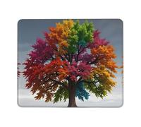 QAZWZML Tappetino per mouse da scrivania con stampa albero colorato, adatto per ufficio e gioco, 17,8 x 21,8 cm