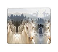 QAZWZML Tappetino per mouse da scrivania con stampa di un bel cavallo bianco, adatto per ufficio e gioco, 25,4 x 30,5 cm