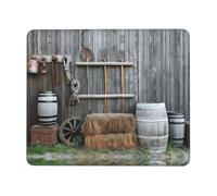 QAZWZML Tappetino per mouse da scrivania in legno stampato con campagna, adatto per ufficio e gioco, 17,8 x 21,8 cm