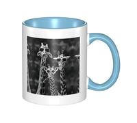 QAZWZML Tazza in ceramica con tre giraffe blu cielo con manico curvo, adatta per casa, ufficio e ristorante.