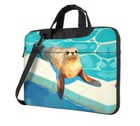 QAZWZML Tenute per prendere il sole Borsa portatile per laptop con tracolla, può essere indossata come borsa a tracolla, Nero , 13 inch