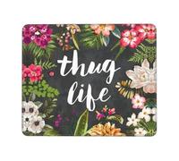 QAZWZML Thug Life - Tappetino per mouse da scrivania con stampa floreale, adatto per ufficio e gioco, 21,1 x 26,2 cm