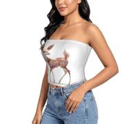 QAZWZML Top senza spalline da donna - Camicetta morbida senza cuciture ad | Origami Deer Camicetta senza spalline da donna, traspirante a doppio strato in spandex, canotta estiva casual