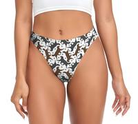 QAZWZML Trotting Flat Coated Retrievers Paw Patterned Low Rise Biancheria intima da donna, elastica, adatta per pantaloni da yoga e leggings., Nero , S