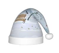 QAZWZML Uccelli nel parco in una giornata di neve Cappelli di Natale fantasia, cappelli di Natale per bambini, adatti per feste di Natale e feste di Capodanno.