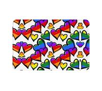 QAZWZML Zerbini colorati arcobaleno con cuori Gay Pride, tappetini di benvenuto, adatti per porte d'ingresso, cortili, cucine o bagni.