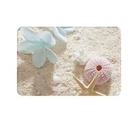 QAZWZML Zerbini con motivo floreale blu con stelle marine sulla spiaggia, tappetini di benvenuto, adatti per porte d'ingresso, cortili, cucine o bagni.